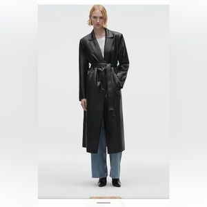Faux leather trench coat